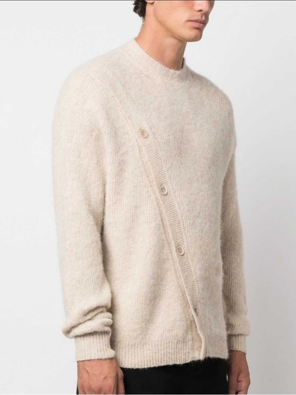Jacquemus Men's Light Brown Button-Trim Wool Blend Sweater